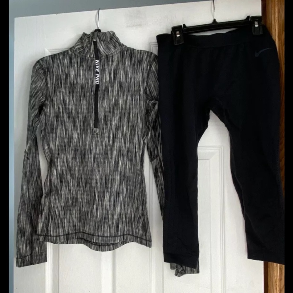 Women’s Nike Pro Hyperwarm Pullover & Capri Small